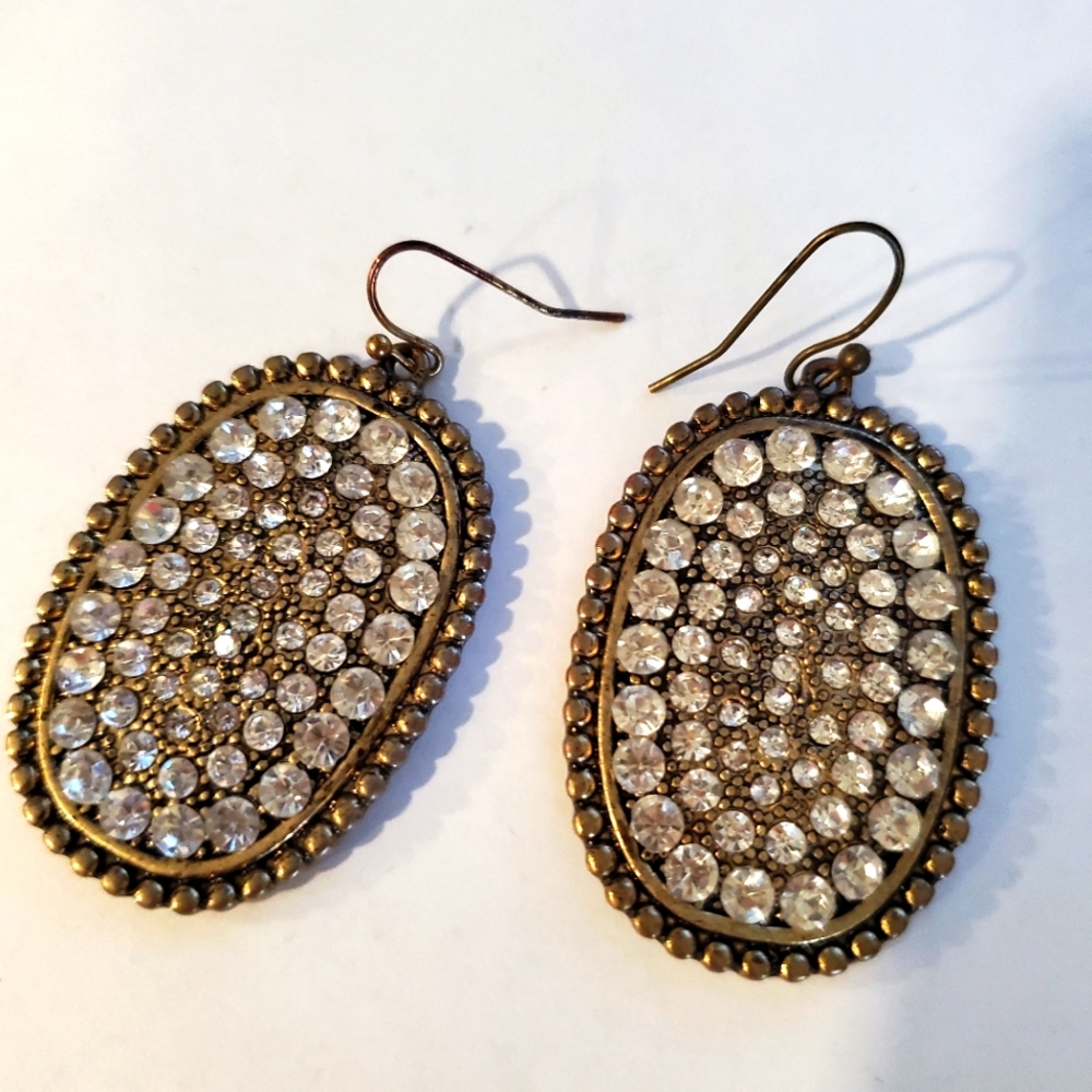 Elegant Antique Gold and Crystal Earrings